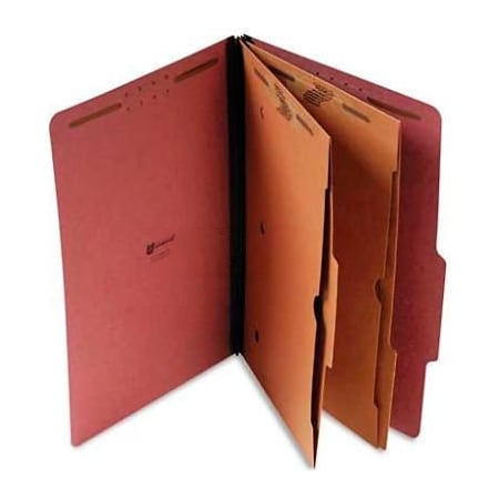 Universal Universal Pressboard Folder with 2 Dividers, Legal, Six-Section, Red, 10/Box UNV10326***